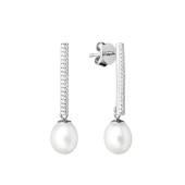 Cercei argint lungi cu perle naturale si cristale DiAmanti SK19231E-G